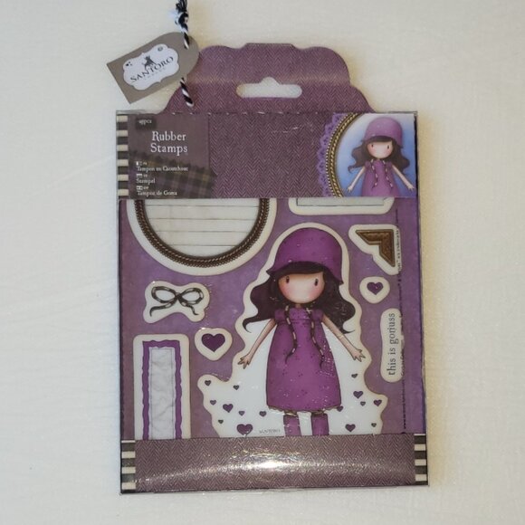 Santoro London Gorjuss Girl Rubber Stamps Rainy Daze 9 pieces - Picture 1 of 3